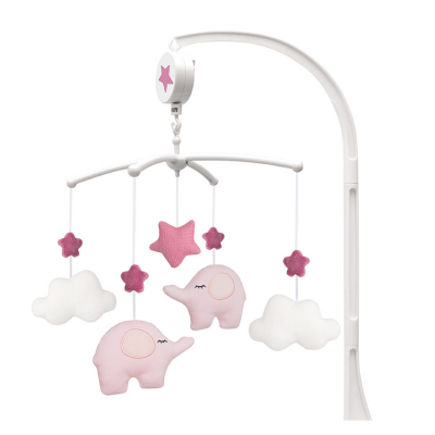 Muzikinė rožinė karuselė su drambliukais