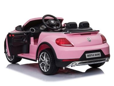Rožinis vaikams elektromobilis Volkswagen Beetle