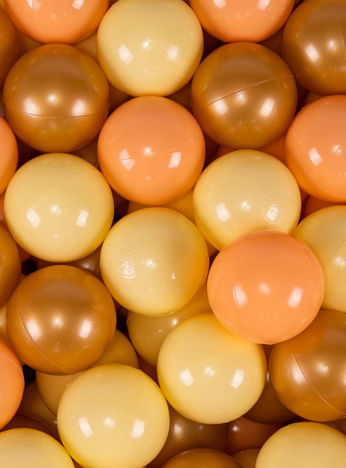 Žaidimų rinkinys su kamuoliukų duobele + 100 kamuoliukų: persikų, pastelinės geltonos spalvos, aukso