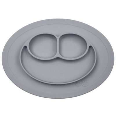 EZPZ silikoninė pilka lėkštė su ovaliu kilimėliu