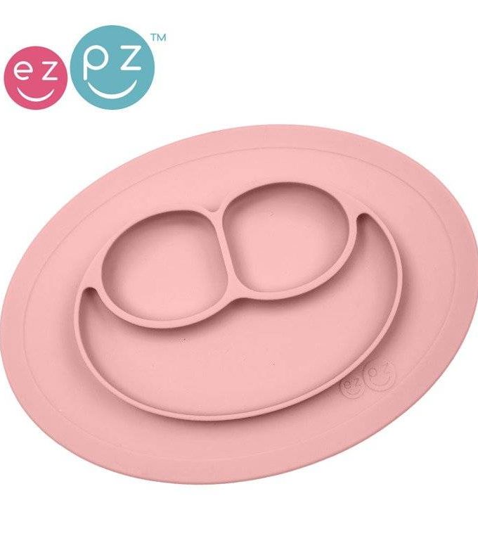 EZPZ silikoninė rožinė lėkštė su ovaliu kilimėliu